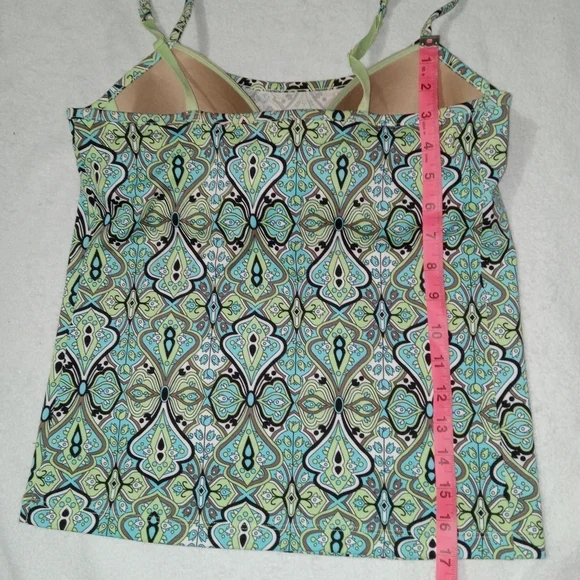 5 for $10 Athleta Green & Blue Tankini Top w/ Built in Underwire Bra size 36B - Picture 6 of 8